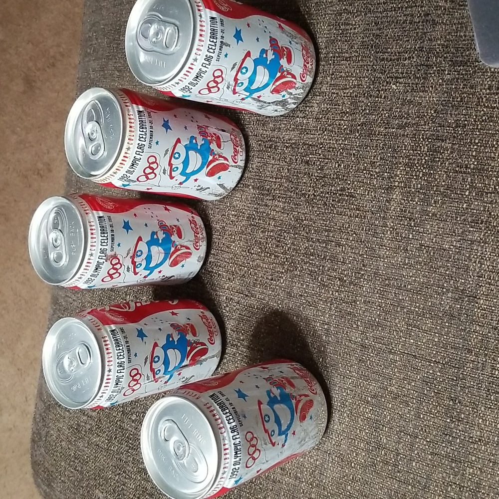 5 Olympic coke cans Rare